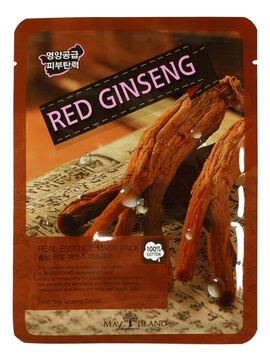Маска для лица тканевая красный женьшень, 25 мл | May Island Real Essence Red Ginseng Mask Pack фото 1