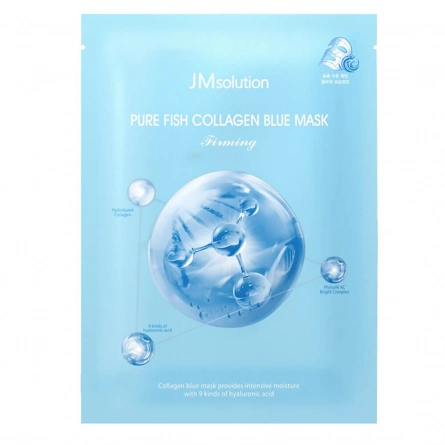 Увлажняющая тканевая маска с коллагеном, 30 мл | JMSolution Pure Fish Collagen BLUE Mask фото 1