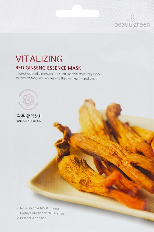 Маска на тканевой основе с красным женьшенем, 23 гр | Beauugreen Premium Red Ginseng Essence Mask фото 1