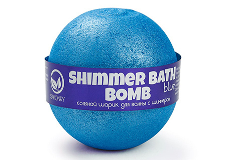 Бурлящий шарик для ванны с шиммером (синий), 120 гр | Savonry Shimmer Bath Bomb Blue фото 1
