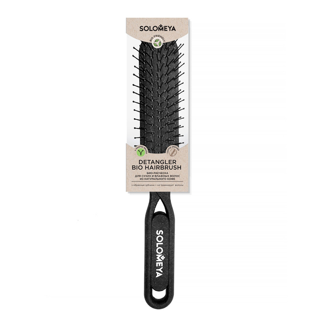 Био-расческа для волос из натурального кофе, 1 шт | SOLOMEYA Detangler Bio Hairbrush for Wet & Dry Hair Coffee Material фото 2