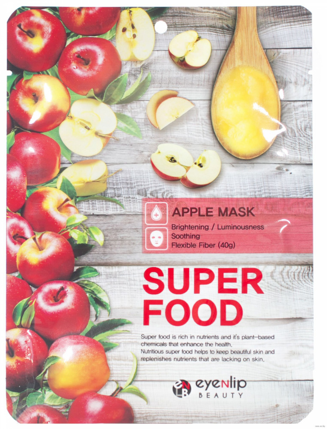Маска для лица тканевая с яблоком, 23 мл | EYENLIP SUPER FOOD APPLE MASK фото 1