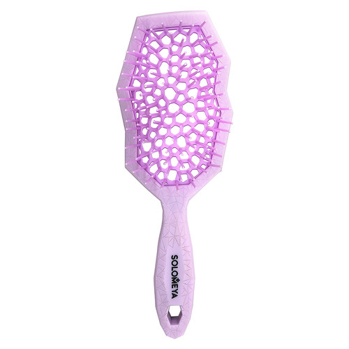 Массажная расческа для сухих и влажных волос с широкими зубьями сиреневая, 1 шт | SOLOMEYA Wide Teeth Air Cushion Brush For Wet&Dry Hair Lilac фото 2