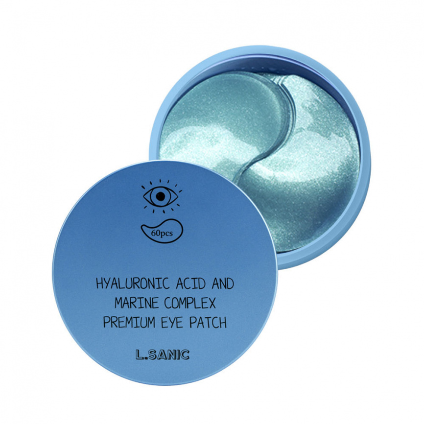 Гидрогелевые патчи для глаз с гиалуроновой кислотой и водорослями, 60 шт | L.Sanic Hyaluronic Acid and Marine Complex Premium Eye Patch фото 1