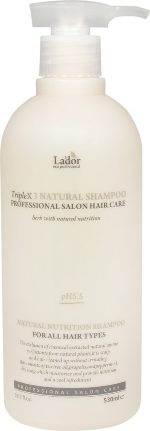Шампунь с натуральными ингредиентами, 530 мл | LADOR Triplex Natural Shampoo фото 1