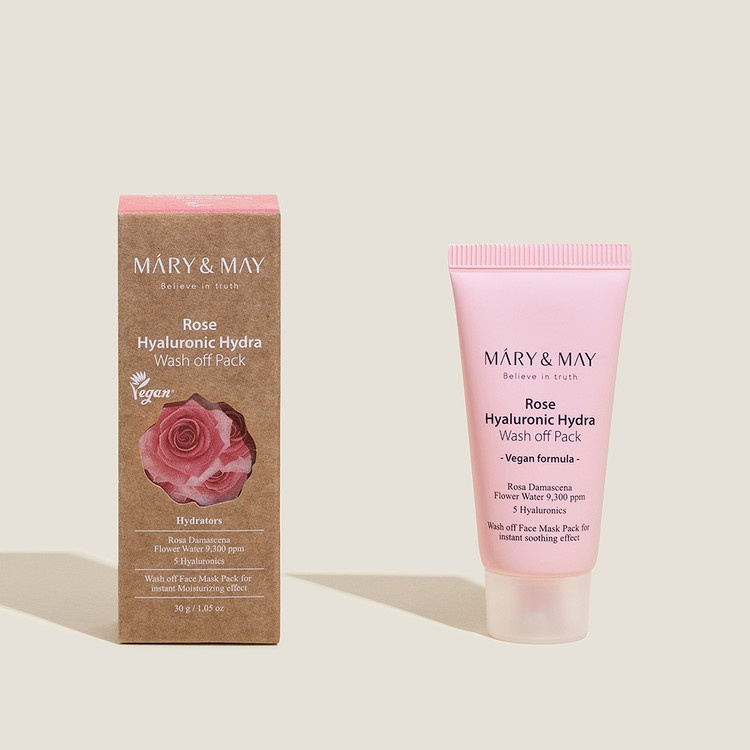 Глиняная маска экстрактом розы и гиалуроновой кислотой (миниатюра), 30 гр | Mary&May Rose Hyaluronic Hydra Glow Wash Off Pack фото 2