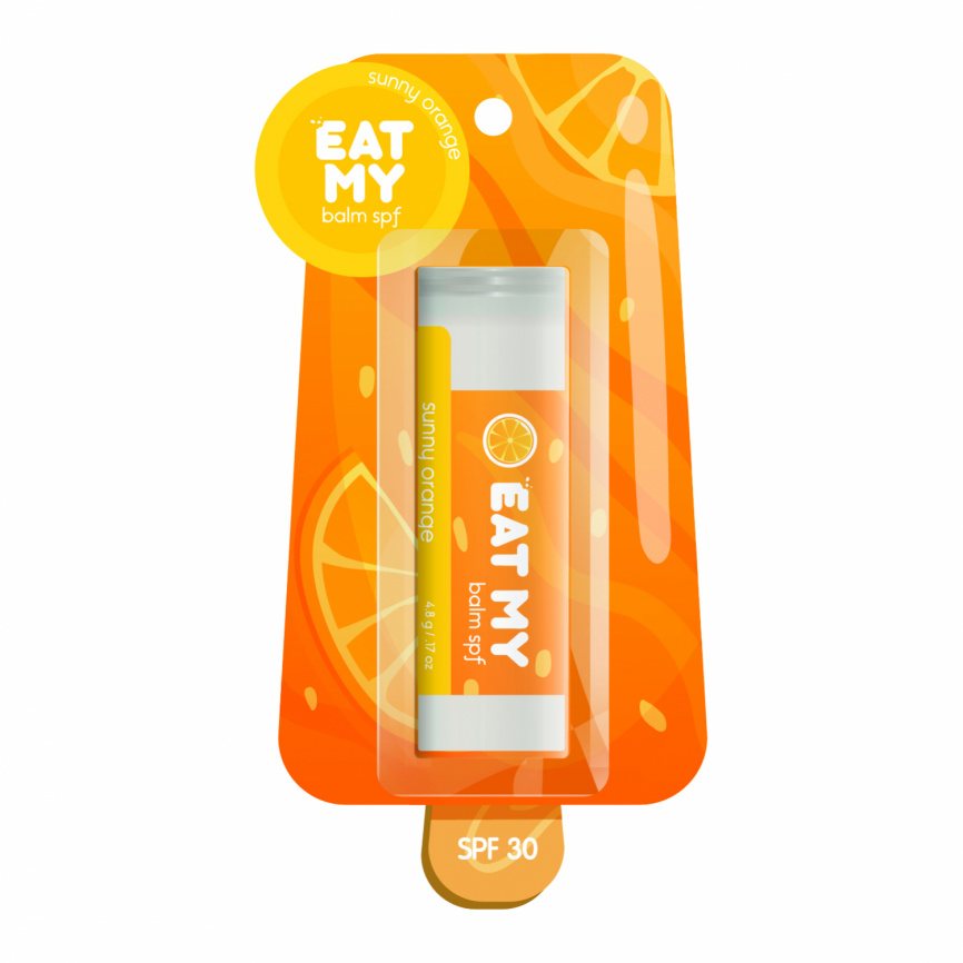 Бальзам для губ c SPF 30 "Солнечный апельсин", 4,8 гр | EAT MY Balm SPF Sunny Orange фото 1