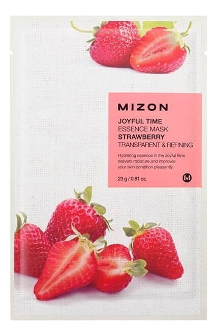 Тканевая маска для лица с экстрактом клубники, 25 мл | MIZON Joyful Time Essence Mask Strawberry фото 1