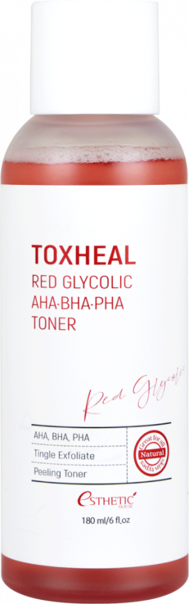 Пилинг-тонер с кислотами, 180 мл | ESTHETIC HOUSE TOXHEAL RED GLYCOLIC AHA-BHA-PHA TONER фото 1