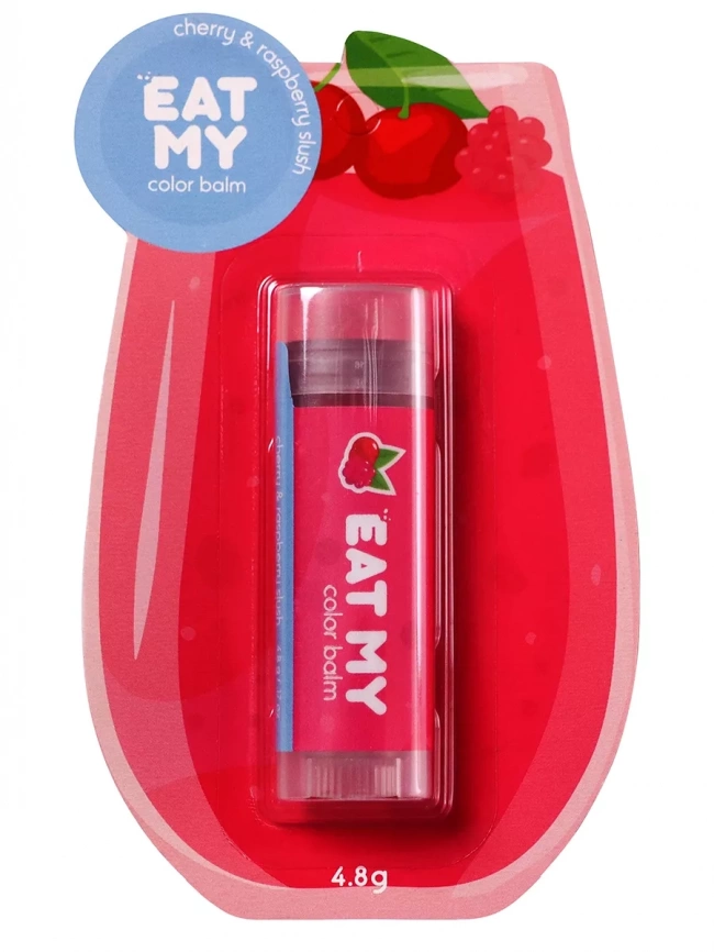 Оттеночный бальзам для губ "Вишнево-малиновый слаш", 4,8 гр | EAT MY Color Balm Cherry & Raspberry Slush фото 1
