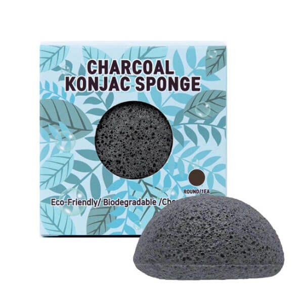 Спонж конняку черный в коробочке, 1 шт | TRIMAY Charcoal Konjac Sponge фото 1