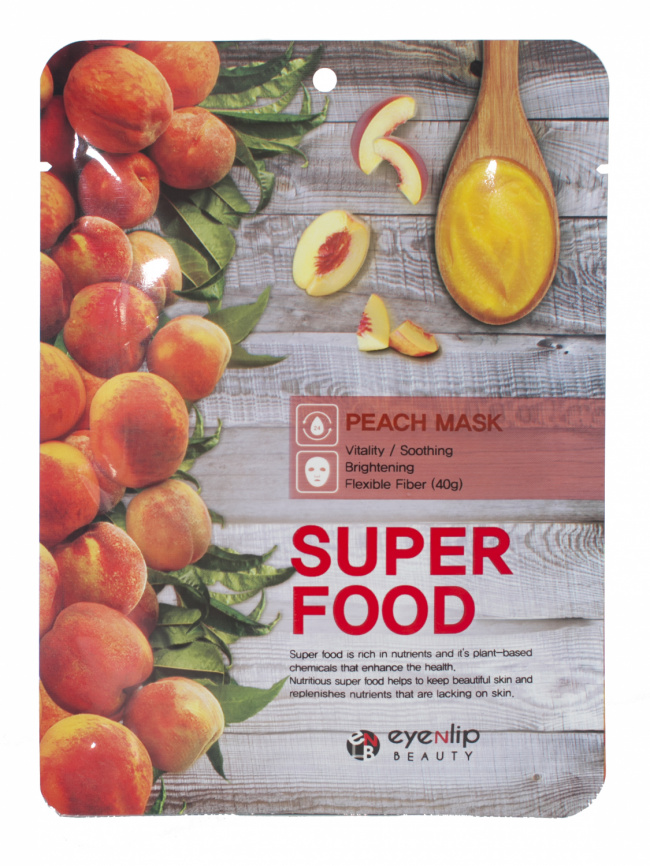 Маска для лица тканевая с персиком, 23 мл | EYENLIP SUPER FOOD PEACH MASK фото 1