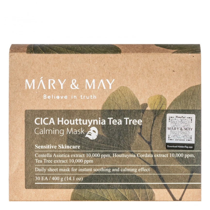 Набор успокаивающих тканевых масок, 400 мл/30 шт | Mary&May Cica Houttuynia Tea Tree Calming Mask фото 2