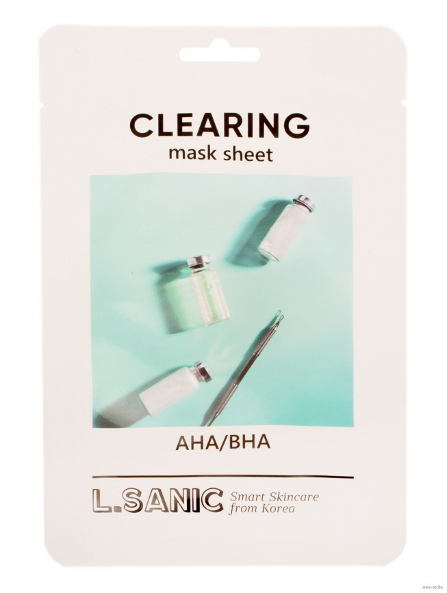 Тканевая маска с AHA/BHA кислотами для очищения пор, 25 гр | L.SANIC AHA/BHA Clearing Mask Sheet фото 1