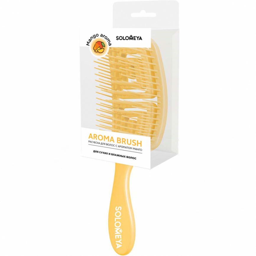 Расческа для волос с ароматом манго, 1 шт | SOLOMEYA Wet Detangler Brush Rectangular Mango фото 1