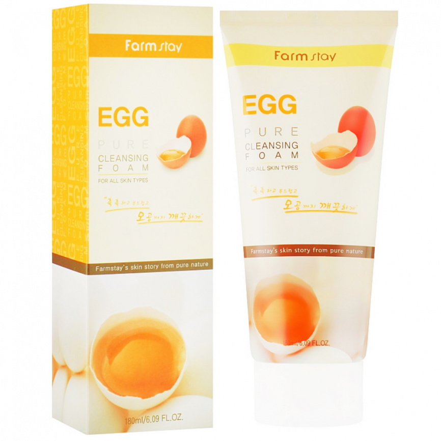 Пенка для умывани для сужения пор с яичным экстрактом, 180 мл | FarmStay Egg Pure Cleansing Foam фото 1