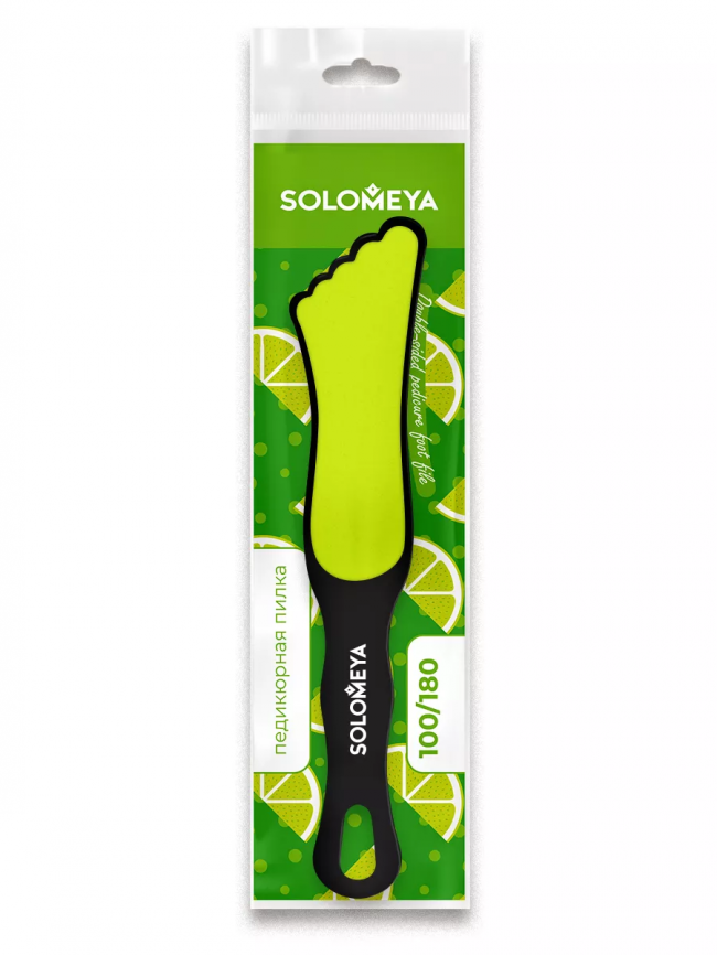 Пилка педикюрная двухсторонняя /180 черная с лаймом, 1шт | SOLOMEYA Foot File ref.С5 фото 1