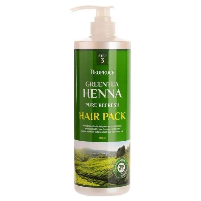 Маска для волос с зеленым чаем и хной, 1000 мл | DEOPROCE GREENTEA HENNA PURE REFRESH HAIR PACK фото 1