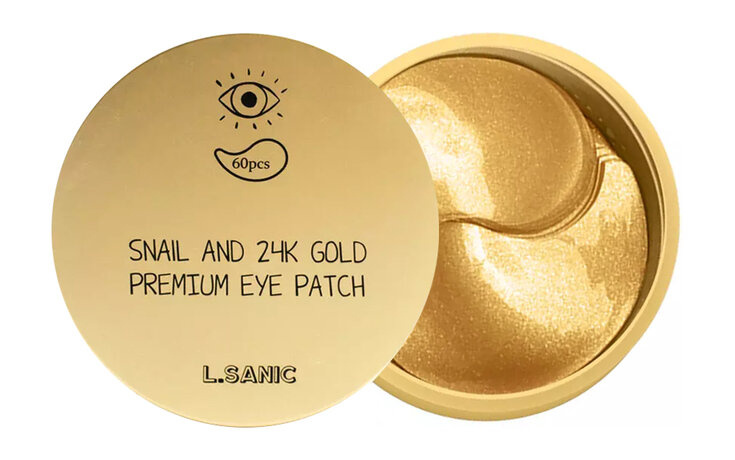 Гидрогелевые патчи муцин улитки и золото, 60 шт | L.SANIC Snail 24K Gold Premium eye patch фото 1