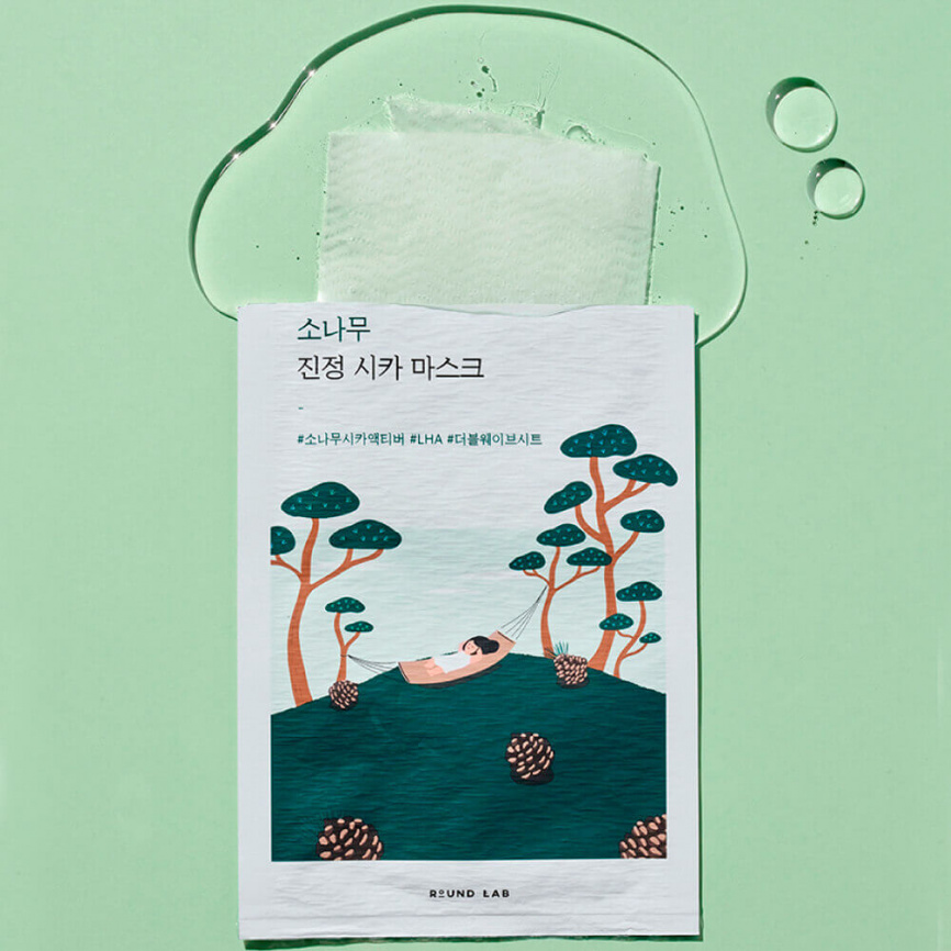 Успокаивающая тканевая маска с экстрактами сосны и центеллы азиатской, 27 мл | Round Lab Pine Calming Cica Mask Sheet фото 2