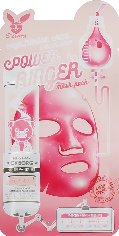Тканевая маска для лица гиалуроновая, 23 мл | Elizavecca Hyaluronic Acid DEEP POWER Ringer mask pack фото 1