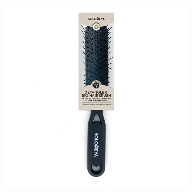 Расческа для распутывания сухих и влажных волос (черная), 1 шт | SOLOMEYA Detangler Hairbrush for Wet & Dry Hair Black Aesthetic фото 2