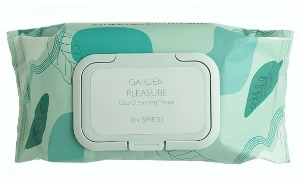 Очищающие влажные cалфетки с центеллой азиатской, 100 шт | THE SAEM Garden Pleasure Cica Cleansing Tissue фото 1