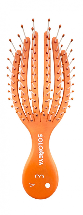 Массажная мини-расческа для сухих и влажных волос Оранжевый осьминог, 1 шт | SOLOMEYA Detangling Octopus Brush For Dry Hair And Wet Hair Mini Orange фото 2