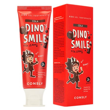 Детская гелевая зубная паста с ксилитом и вкусом колы, 60 гр | Consly Dino's Smile Kids Gel Toothpaste Cola фото 1