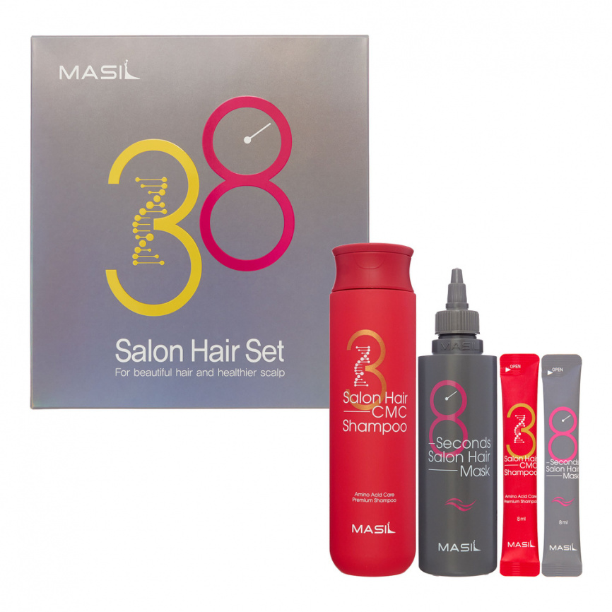 Набор для восстановления волос маска+шампунь 200мл+300мл+2*8мл  | MASIL 8 Seconds Salon Hair Set  фото 1